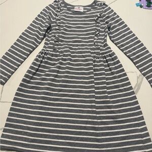 Girls Hannah Andersson 120 Gray White Striped Dress